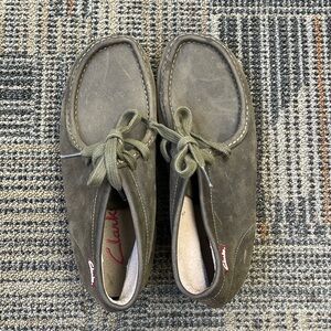 Sold….   NWOT Clarks Wallabee Stinson Hi Olive Beeswax Leather WOMENS